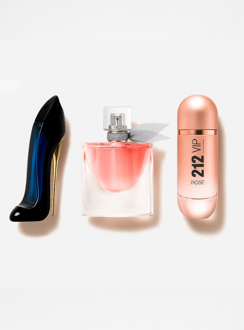 Combo de 3 perfumes Carolina Herrera GOOD GIRL, Lancôme LA VIE EST BELLE e Carolina Herrera 212 VIP ROSÉ 100ml